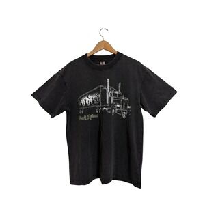 Post Malone Graphic T-Shirt Mens Medium Black Semi Truck Graveyard Giant Tag